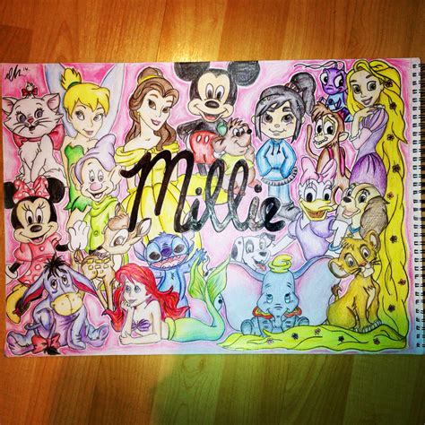 disney collage by myself disney collage disneycollage pencil colour freehand drawing