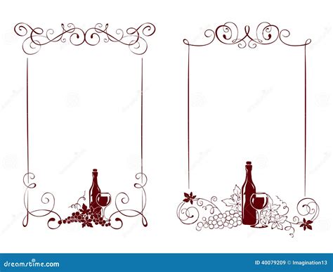 Set Of Frames Vine And A Wine Bottle Stock Vector Illustration Of