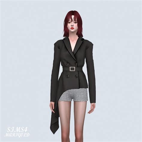 Asymmetric Draped Blazer P At Marigold Sims 4 Updates