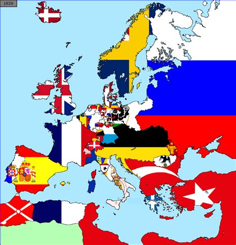 1839 Europe Shown In Flags Flag Eu Flag Country Flags