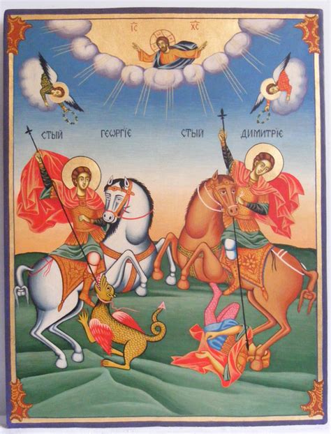 Свети Георги и Свети Димитър на коне - Православни икони