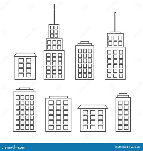 Outline Scyscrapers Buildings Houses Stock Vector Illustration Of