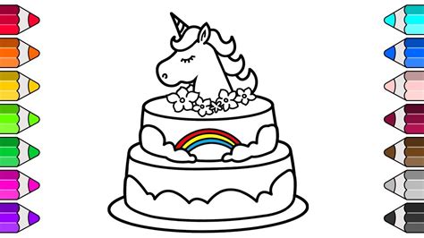 Cute animal drawings kawaii drawings doodle drawings cartoon drawings easy drawings cute rainbow unicorn baby unicorn cute unicorn unicorn emoji. Unicorn Cake Drawing and Coloring Pages for Kids - YouTube