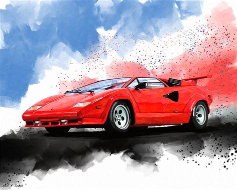 Lamborghini Countach Classic Car Art Print By Artist Mark Tisdale