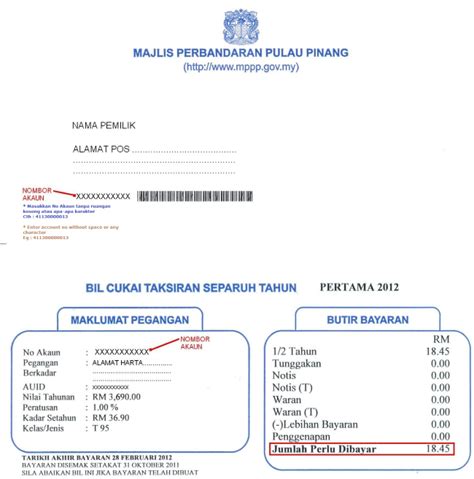 Besides the assessment tax, the other main cost associated with property and land ownership in malaysia is quit rent or cukai tanah. Cukai Taksiran Pulau Pinang