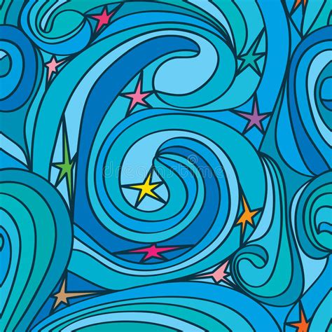 Star Swirl Line Seamless Pattern Stock Vector Illustration Of