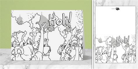 Holi Festival Colouring Card Twinkl Party Twinkl