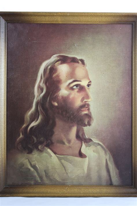 Vintage Litho Oil Painting Of The Head Of Christ By Warner Etsy