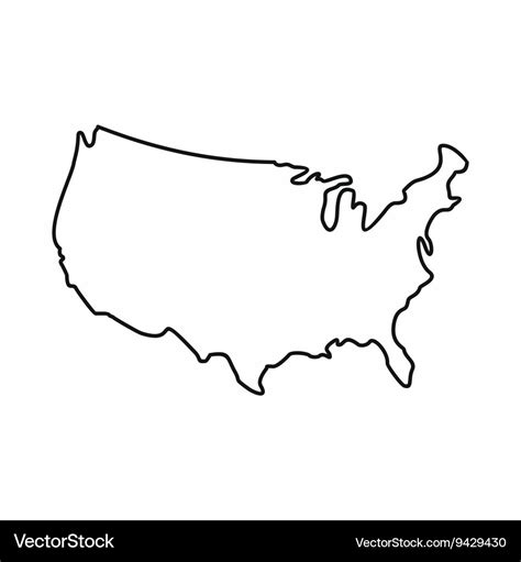 Usa Map Icon Outline Style Royalty Free Vector Image