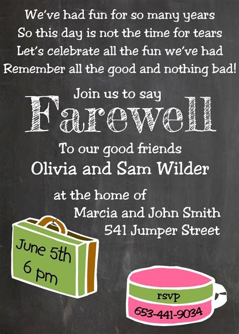 Going Away Party Invitations New Selections Chalkboard With Suitcases