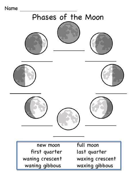 Free Moon Phases Worksheet Printable Simple Toddlers Tedy Printable