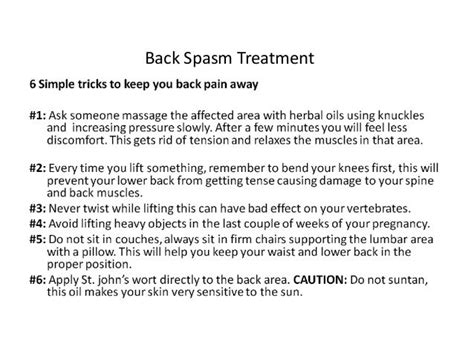 Back Spasm Treatment