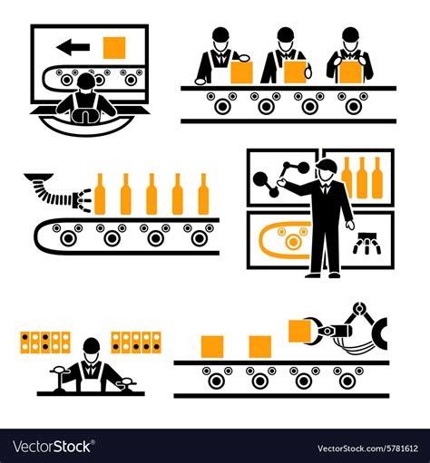 Factory Production Process Icons Royalty Free Vector Image