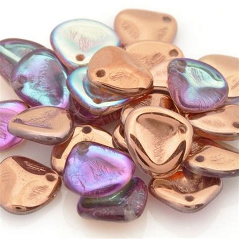 Glass X Mm Rose Petals Bead Crystal Copper Rainbow Czech Quantity