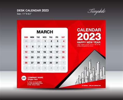 March 2023 Template Desk Calendar 2023 Year Template Wall Calendar