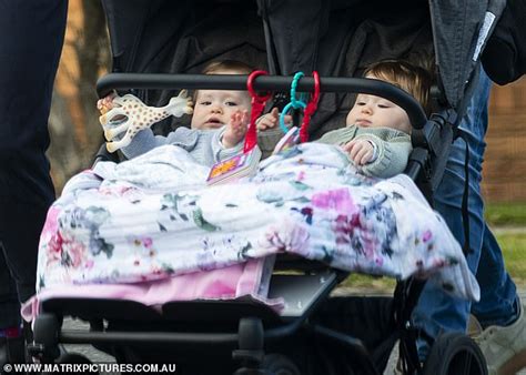 Purple Wiggle Lachlan Gillespie And Fiancée Dana Stephensen Enjoy A Stroll With Their Twin