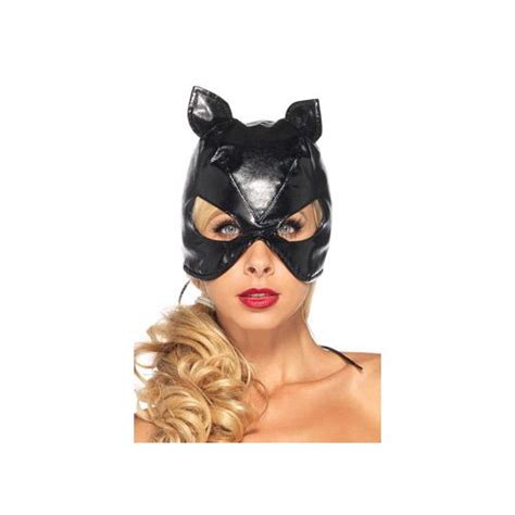 Black Cat Mask Faux Leather Adult Halloween Accessory