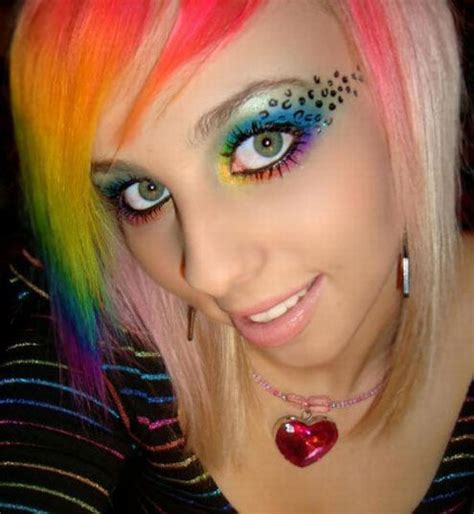 My Hair Is Emo Rainbow Hair Color Girl