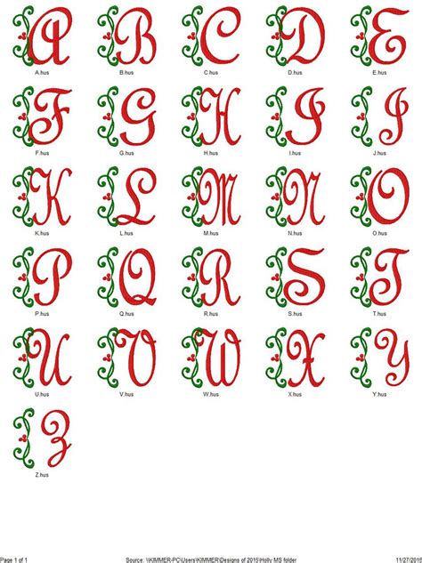 Holly Christmas Machine Embroidery Monogram Font Design Set Joyful