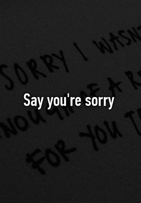 Say Youre Sorry