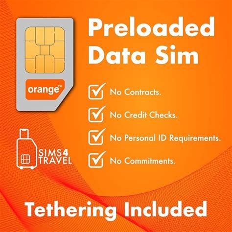 Prepaid Orange Sim Card With 10gb Of 4g Data Free Roaming In 100