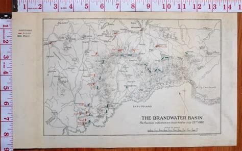 Boer War Era Map Battle Plan Brandwater Basin Position Rd July