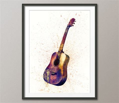 Acoustic Guitar Abstract Watercolor Music Instrument Art Etsy Uk