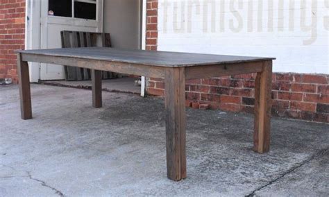 A gray finish graces the solid rubberwood dining group highlighting the veneer. Reclaimed Farmhouse Table with Grey Stain | Farmhouse ...