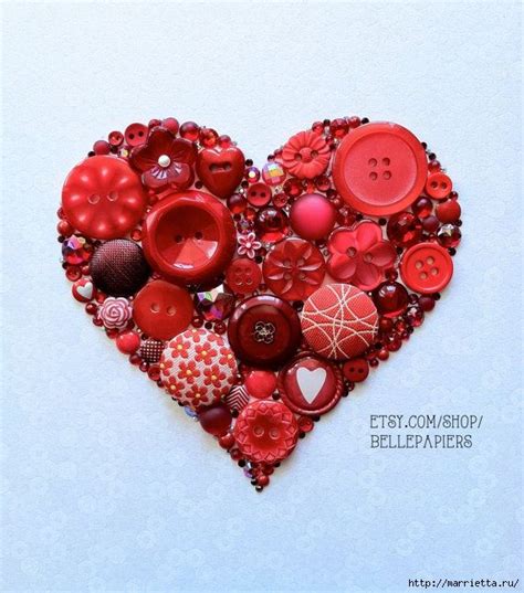 Button Art Button Crafts Heart Button Red Button Diy Buttons