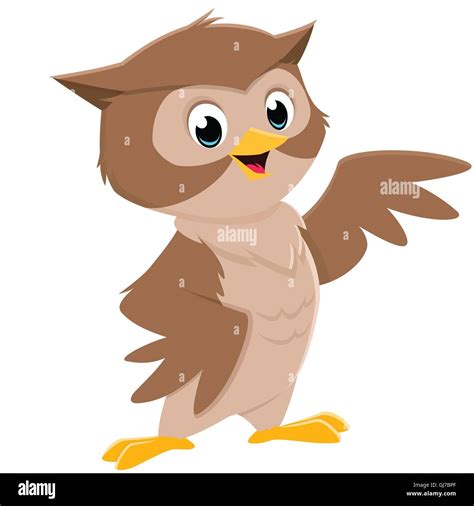 Vector Cartoon Illustration Of A Happy Smiling Owl Stock Vector Image