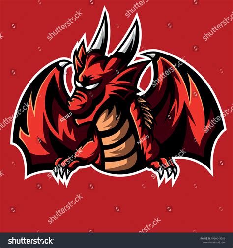 Red Dragon Mascot Esport Logo Stock Vector Royalty Free 1966043203