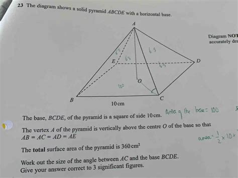 Solved 23 The Diagram Shows A Solid Pyramid Abcde With A Horizontal