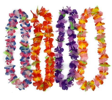 50 Hawaiian Leis Tropical Flower Leis For Luau Party