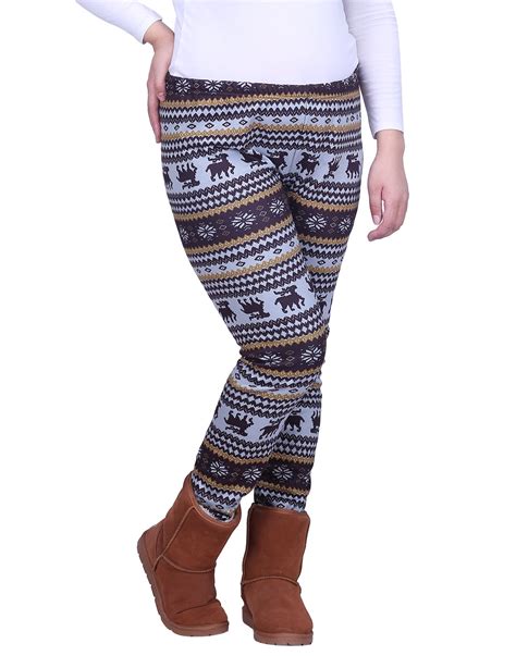 Hde Hde Women S Winter Leggings Warm Fleece Lined Thermal High Waist Patterned Pants Walmart