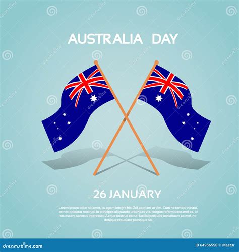 Australia National Two Flag Waving Flat Stock Vector Image 64956558