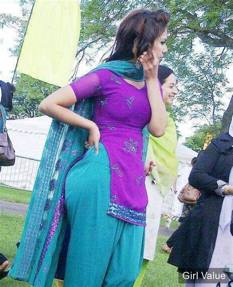 Bold Punjabi Girl In Tight Sky Salwar And Magenta Kameez Dress Punjabi Girls India Dress