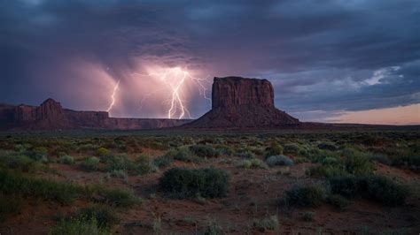 Monument Valley Stormy Skies Lightning Arizona Unique Photography