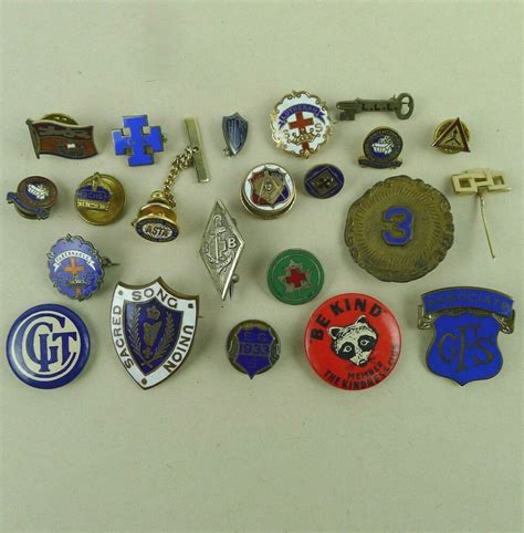 Vintage Lot Of 22 Pins And Buttons Most Enamel Some Sterling Old