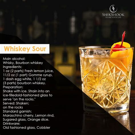 Whiskey Sour 🍸 🌟 Main Alcohol Whisky Bourbon Whiskey 🌟 Ingredients 1 Oz 2 Parts Fresh