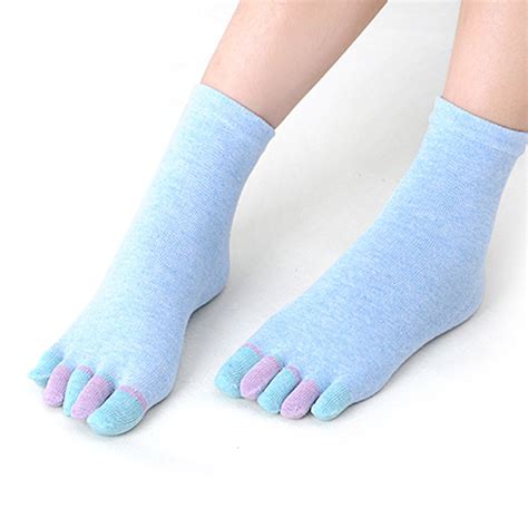 Pair Women Cotton Socks Five Fingers Massage Non Slip Grip Female Toe