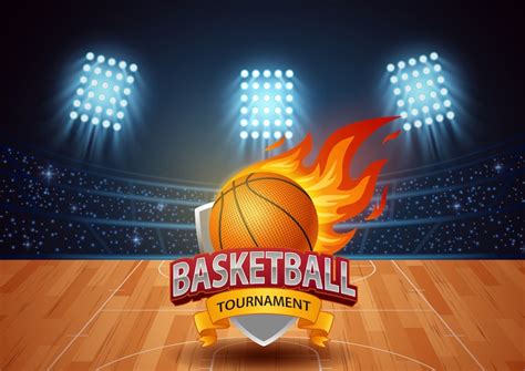 Premium Vector Basketball Tournament With Stadium Background