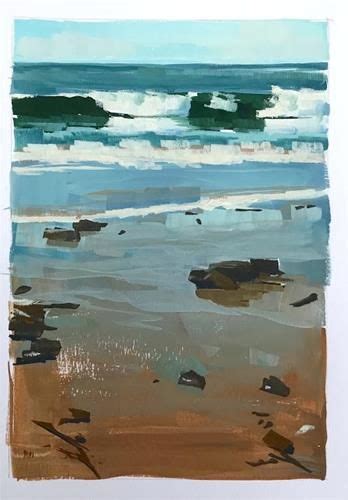 Daily Paintworks Waves 5x7 Original Fine Art For Sale