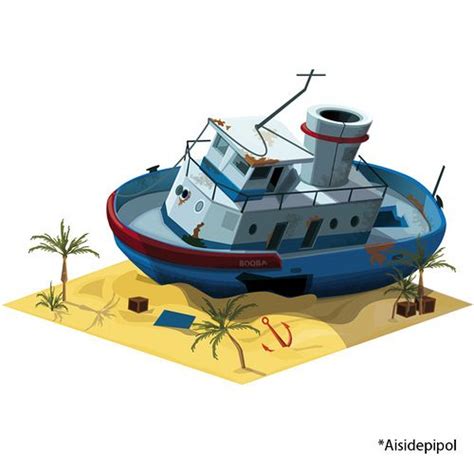 Barco Encallado Cartoon Ships Character Design Animation