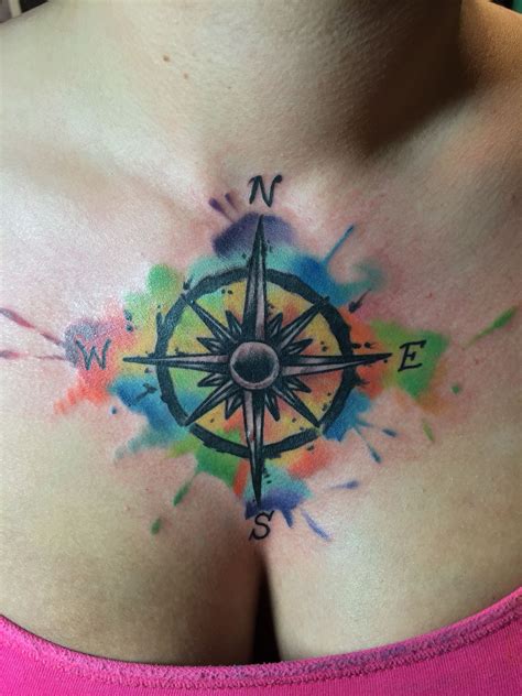 Water Color Compass Color Tattoo Tattoos Compass Tattoo