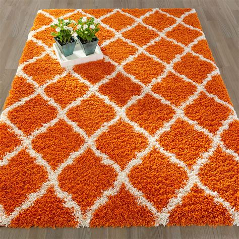 Make social videos in an instant: Ottomanson Ultimate Moroccan Trellis Soft Orange Shaggy ...