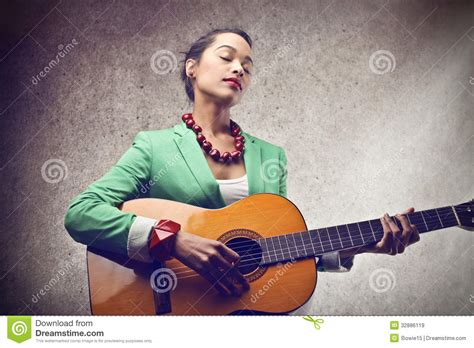 Woman Playing The Guitar Stock Image Image Of String