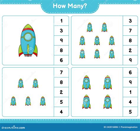 Counting Game How Many Rocket Educational Children Game Printable