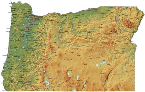 Detailed Oregon Map Or Terrain Map