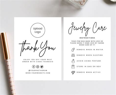 Editable Jewelry Care Card Guide Jewelry Care Card Editable Etsy
