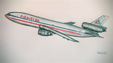 Dc 10 American Airlines Drawing Timelapse Drawings Plane Drawing